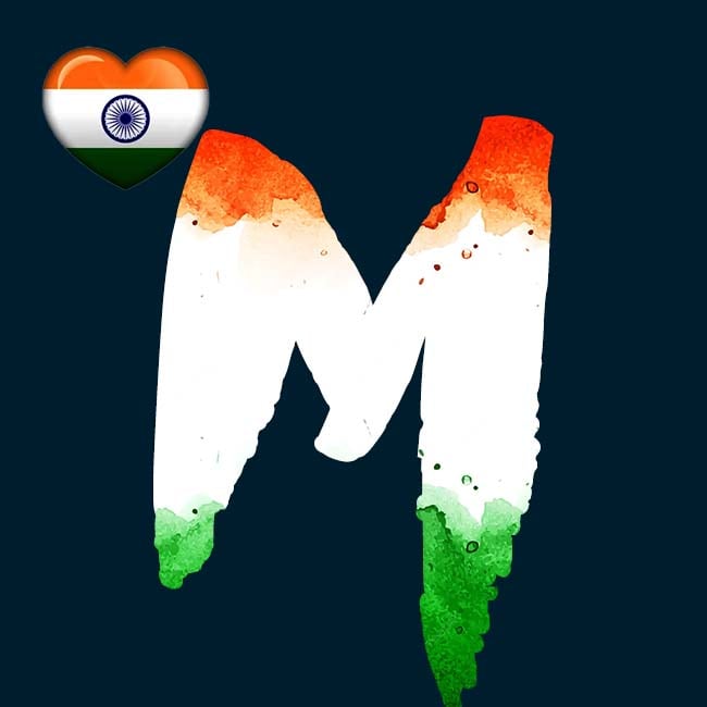 M Name Indian Flag Image